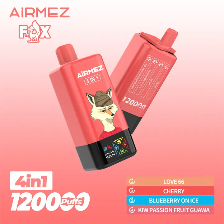 AiRMEZ FOX 4IN1 120000 PUFFS — Peach Mango Watermelon/Blueberry Cherry/Watermelon Dragon Fruit/Passion Kiss